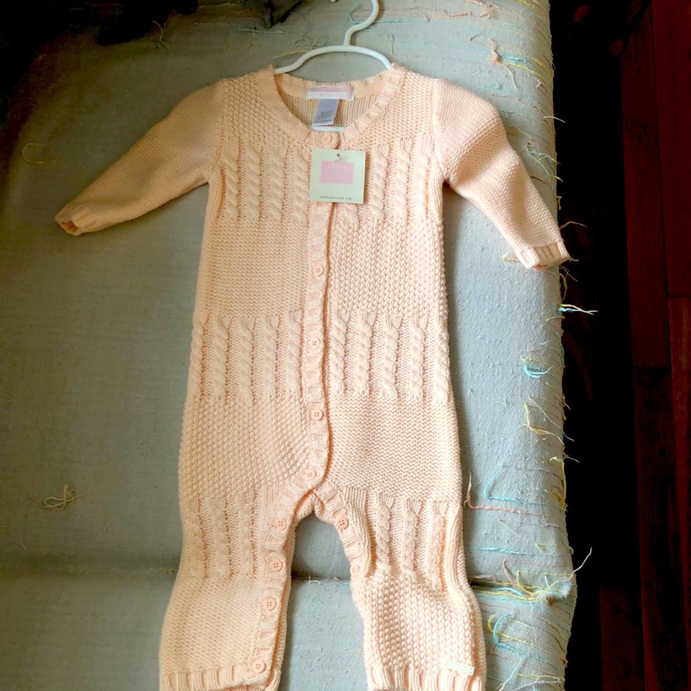 Baby cable-knit sweater onesie